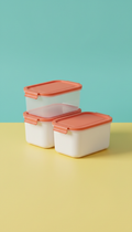 Stackable kitchen containers with color lids