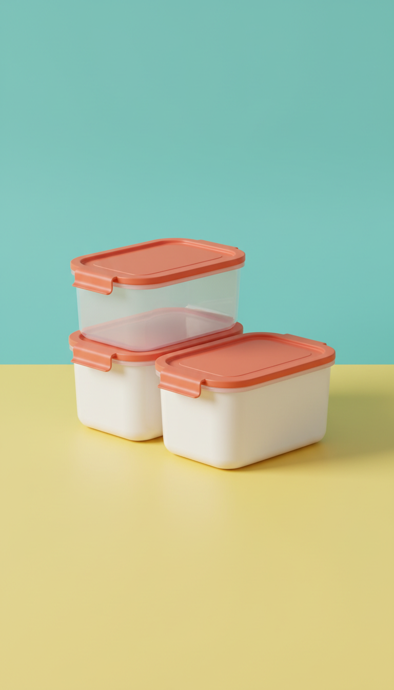 Stackable kitchen containers with color lids