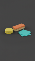 Compact shoe care set with travel pouch