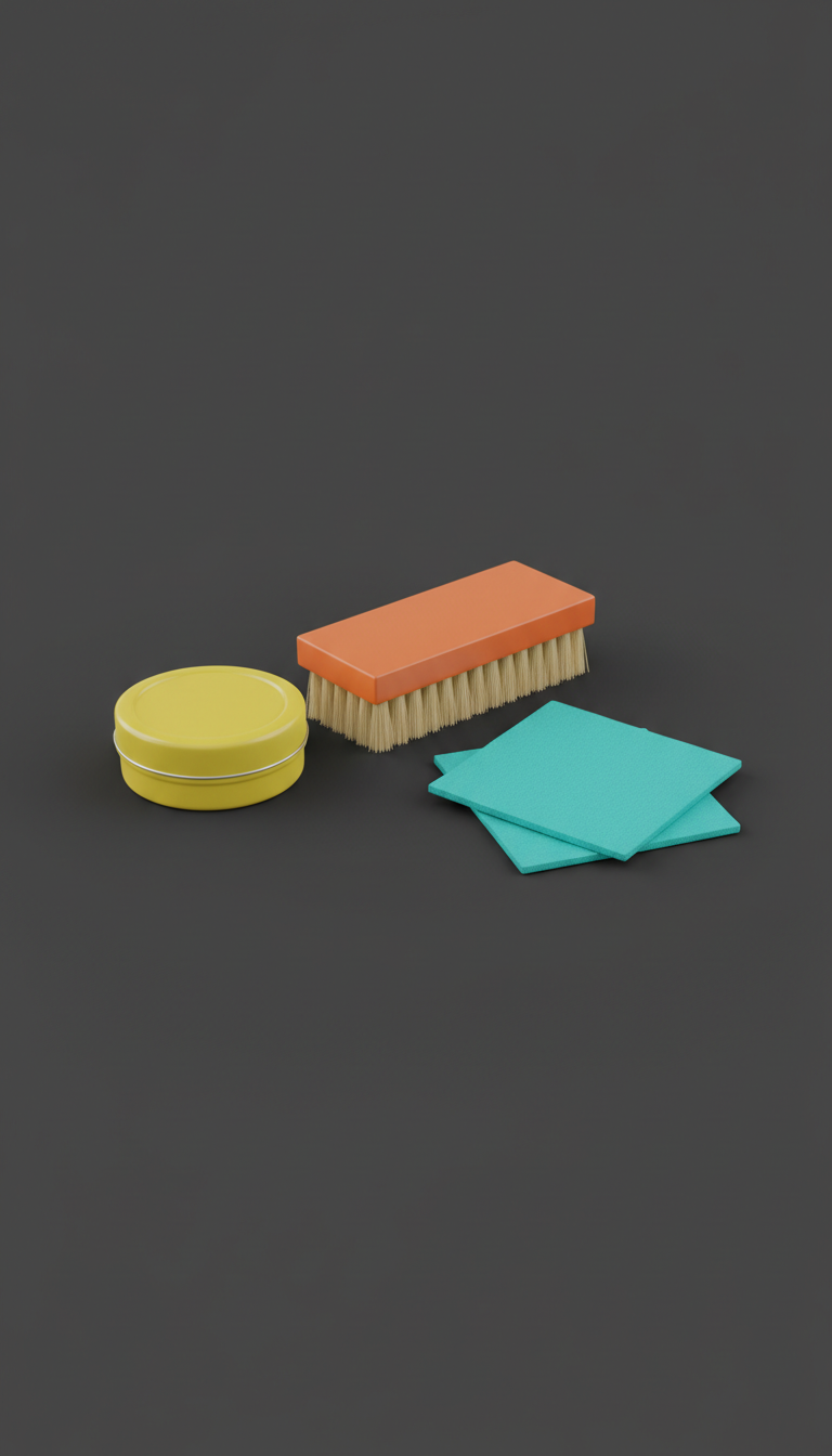 Compact shoe care set with travel pouch