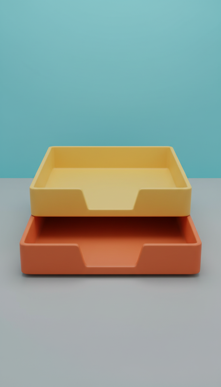 Desk organizer tray duo in minimalist white